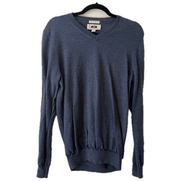 Joseph Abbound 100% Extra Fine Merino Wool Blue Long Sleeve Sweater V-Neck-Large - Picture 1 of 4